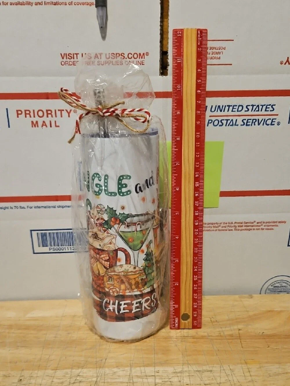 Festive White Holiday Tumbler - Cheers Seasonal Design